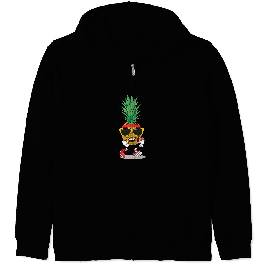 Sport American Football Funny Tropical Fruit pineapples Football Ball Summer Vacay Zip Hoodies