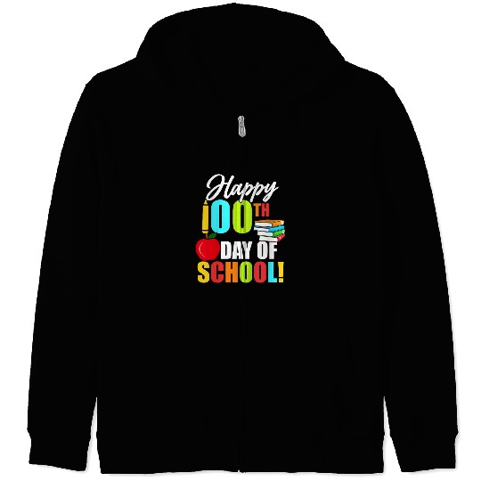 Kids Happy 100th Day Of School PreK Elementary Teacher Student Zip Hoodies