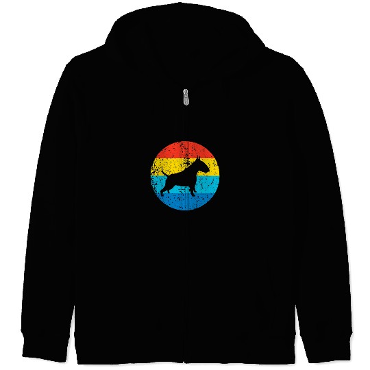Bull Terrier Pet Breed Silhouette Retro 1970s Circle Zip Hoodies