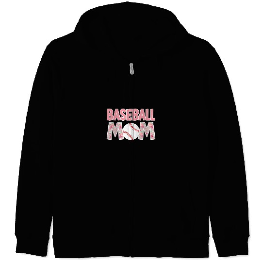 Sport Baseball Mom Pink Peony Flowers Softball Mom Mothers Day Zip Hoodies