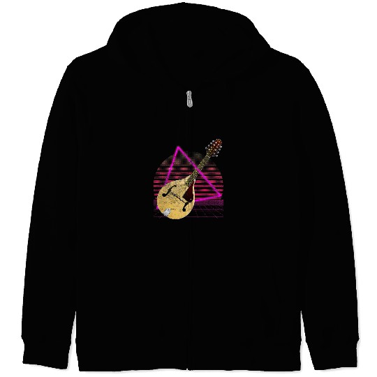 Funny Mandolin vintages Mandolin Vaporwave 80s Aesthetic Music Lover Zip Hoodies