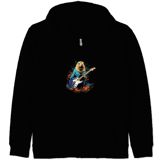 Funny Guitar Punk Rock Guitar Prairie Dog Guitarist Zip Hoodies