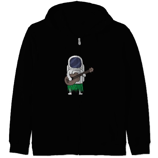 Funny Ukulele Astronauts Outer Space Ukulele Luau Cute Funny Hawaii Gift Zip Hoodies