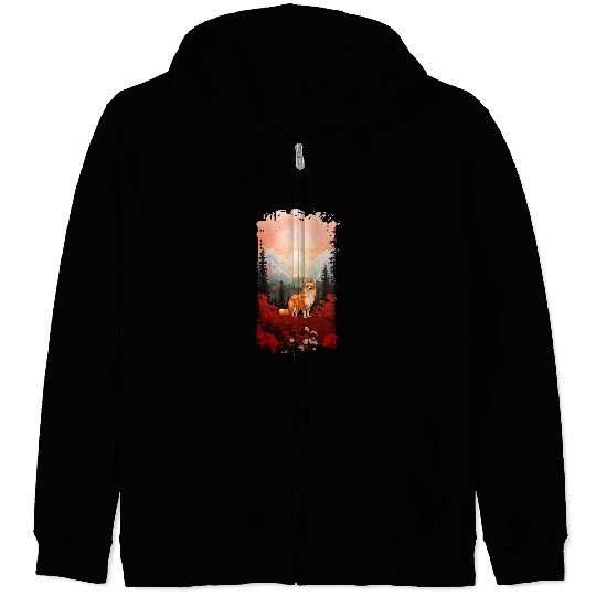 Corgi Pet Clear Red Corgi Mountain Paw Design Dog Mom Dad 2 Zip Hoodies