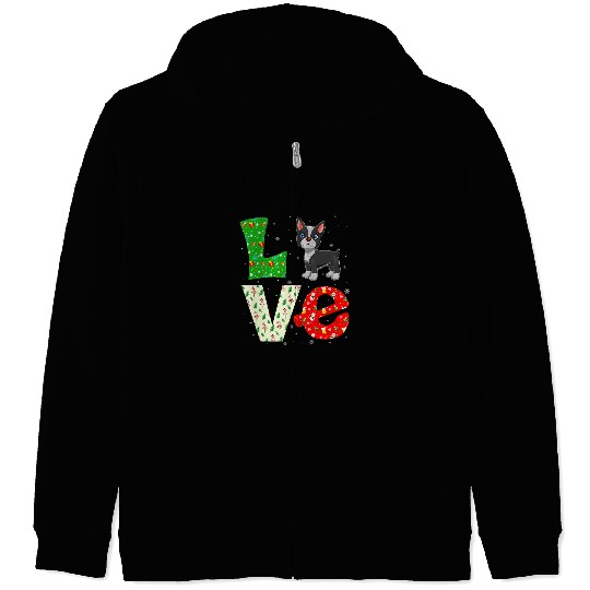 Boston Terrier Pet Santa Hat Christmas Themed Love Boston Terrier xmass Holiday Zip Hoodies
