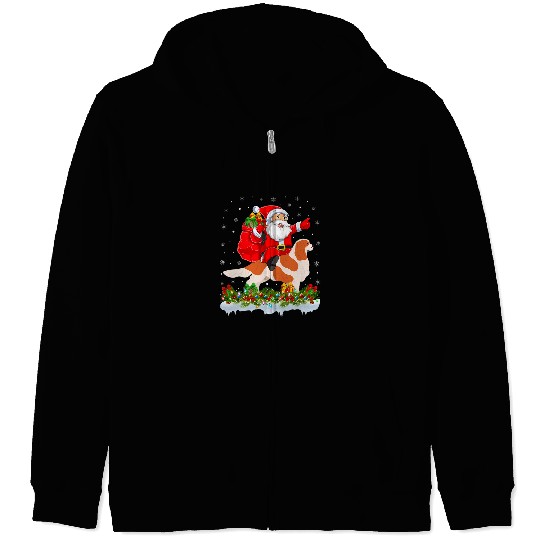 Cavalier Pet Santa Claus Riding Cavalier King Charles Spaniel Christmas 1 Zip Hoodies