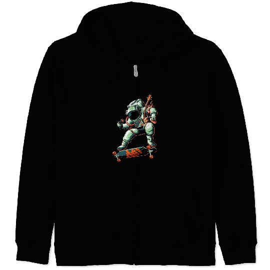 Funny Guitar Astronauts Tee Moon Astronaut Stars Space Skate Guitar Explorer Photo Zip Hoodies