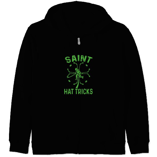 Sport Hockey Saint Hat Tricks Hockey St Patricks Day Shamrocks Kids Boys Zip Hoodies