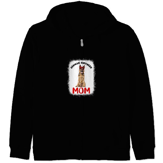German Shepherd Pet Mom Mama Owner Bleached Women GSD GSD Lover Zip Hoodies