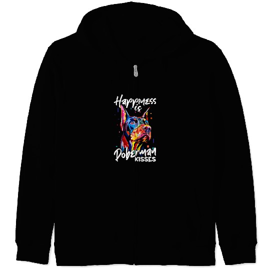 Doberman Pet Kisses Gift Doberman Pinscher Doberman Lover Zip Hoodies