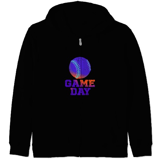 Softball Gift Game Day Softball Funny Bat Ball Player Sports Enthusiast 2 Zip Hoodies