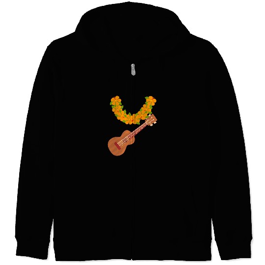 Funny Ukulele Hawaiian Luau Spirit Day Ukulele Costume Zip Hoodies