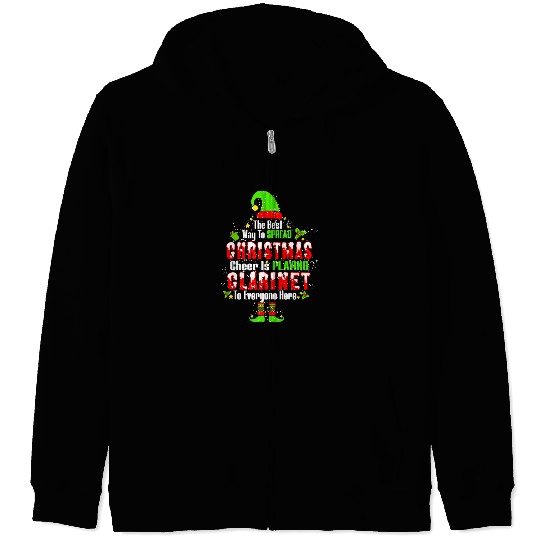 Funny Clarinet The bests Way To Spread Christmas Cheer Is Playing Clarinet Zip Hoodies
