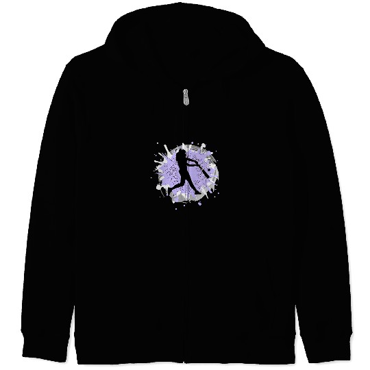Sport Baseball Purple Girls Baseball Woman Softball Team Player Inspiration Zip Hoodies
