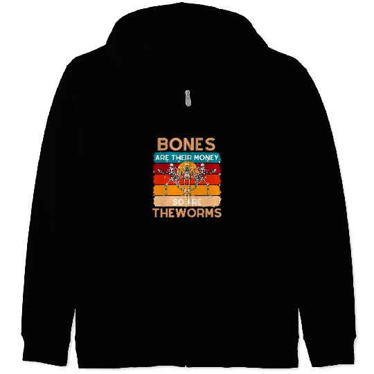 Funny Guitar Bones Are Their Money Skeletons Playing Guitar Retro vintages Skull Zip Hoodies