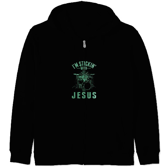 Funny Drummer Religious Musician Drum Zip Hoodies