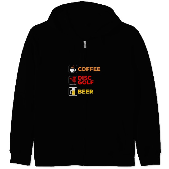 Sport DiscGolf Beer Disc Golfing Coffee Disc Golf Beer Zip Hoodies