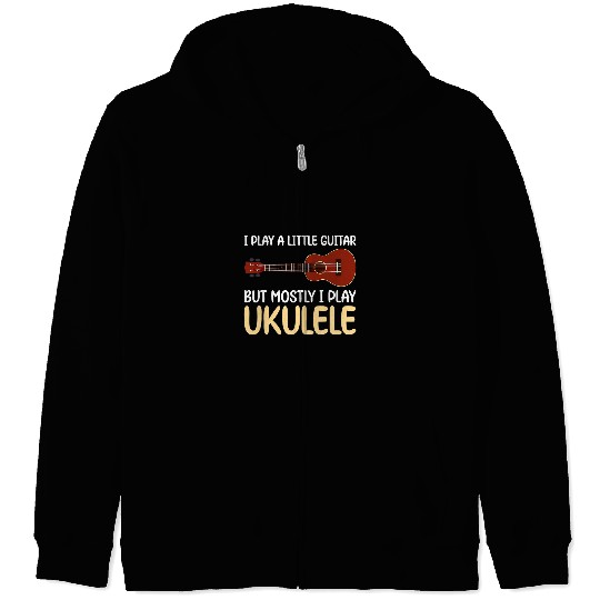 Funny Guitar Ukulele Concert Electric Funny Ukulele Pun Little Guitarist Zip Hoodies
