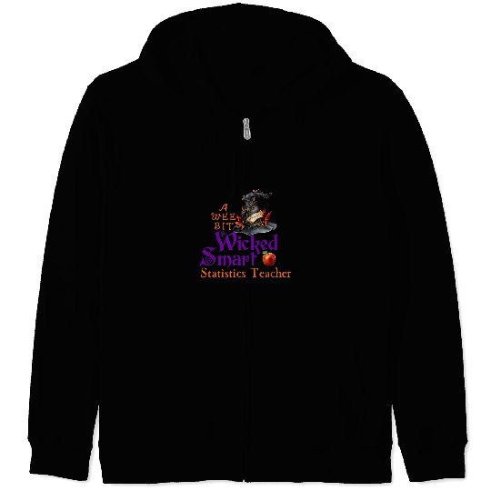 Cute A Wee Bit Wicked Statistics Teacher Halloween Zip Hoodies