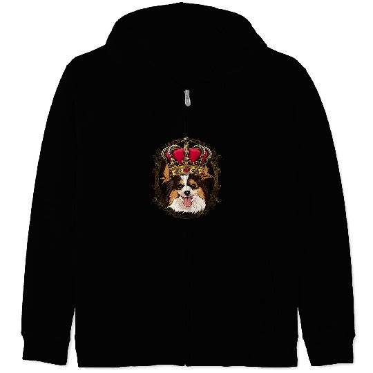 Papillon Pet Royal Papillon King Queen Princess Puppy Doggo Pet Zip Hoodies