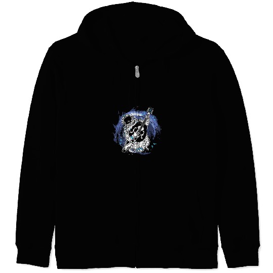 Funny Mandolin Astronauts Playing Mandolin Lute American Country Musician Zip Hoodies