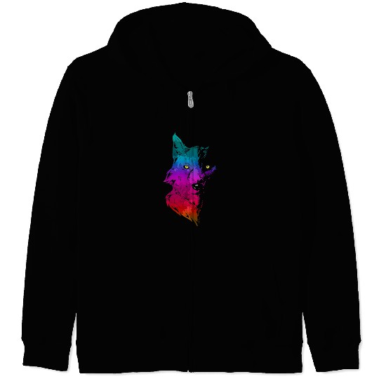 Coyote Mammal Colorful Animal Predator Portrait Howl Wildlife Forest Zip Hoodies