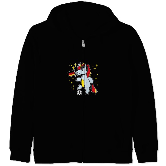 Sport Soccer Unicorns Germany Flag Unicorns Football Soccer Fan Women Girls Kids Zip Hoodies