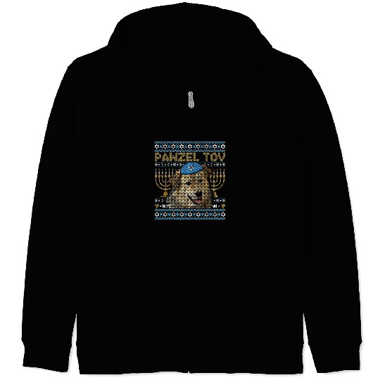 Anatolian Shepherd Pet Pawzel Tov Jewish Anatolian Shepherd Dog Funny Hanukkah Zip Hoodies