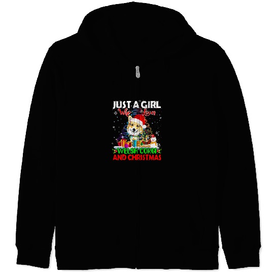 Corgi Pet Dog Just A Girl Who Love Welsh Corgi Lover Santa Christmas 143 Zip Hoodies