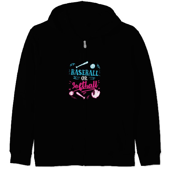 Sport Baseball Gender Reveal Party Baseball Softball Dad Mom Zip Hoodies