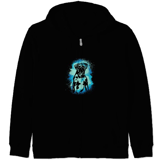 Boxer Pet Paint Blue Design Dog Mom Dad Zip Hoodies