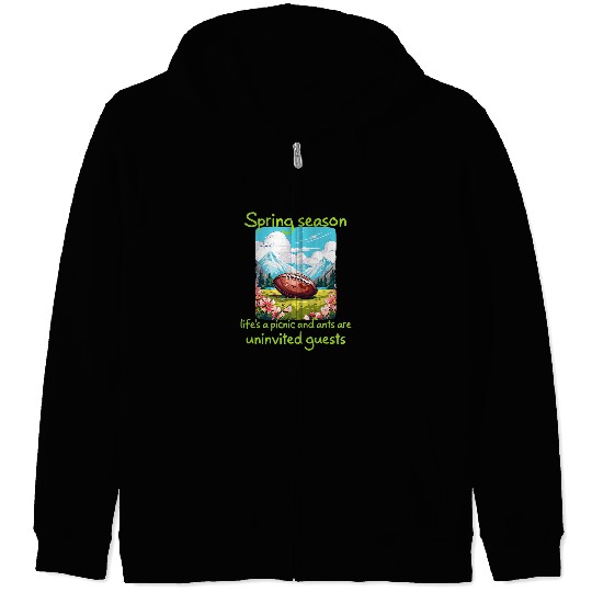 Sport American Football Funny Springtime picnic with ants and American football Zip Hoodies