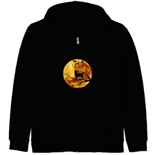 Chihuahua Pet Orange Full Moon and Bats 521 Zip Hoodies