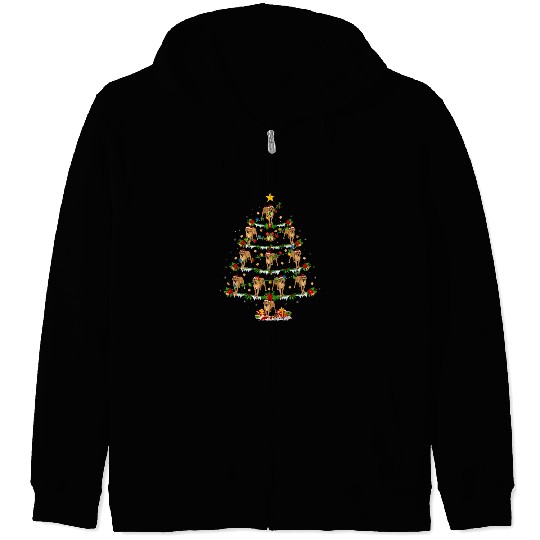 Coonhound Pet Lover xmass Lighting Coonhound Christmas Tree Zip Hoodies