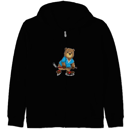 Sport Hockey Lacrosse Gift Beaver Ice hockey Ice hockey stick Sports Zip Hoodies