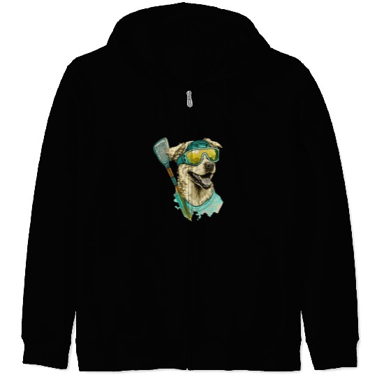 Sport Lacrosse Gift vintages Retro Dog Playing Lacrosse Lax Stick Puppy Lover 9 4 Zip Hoodies