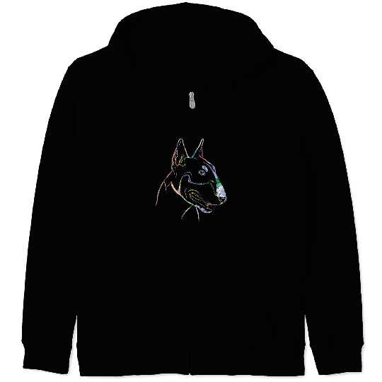 Bull Terrier Pet Face Colorful Art Design Zip Hoodies