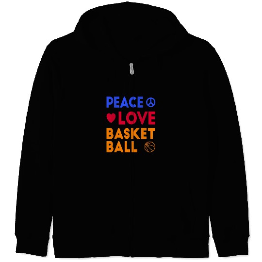 Sport Basketball Peace Love Basketball for basketball players Zip Hoodies