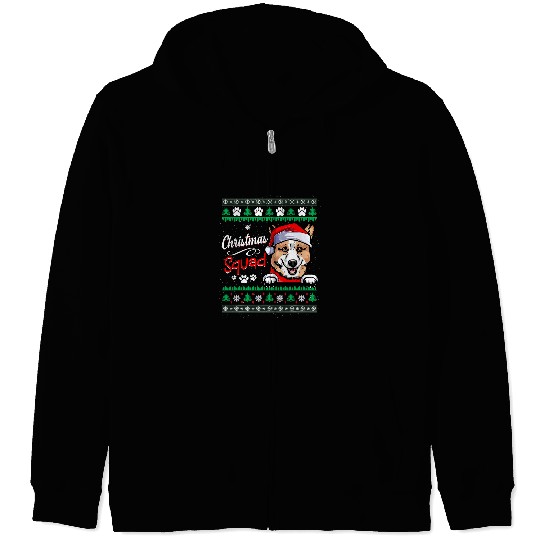 Corgi Pet Dog Christmas Squad Santa Corgi Dog Ugly Christmas Sweater 199 Zip Hoodies