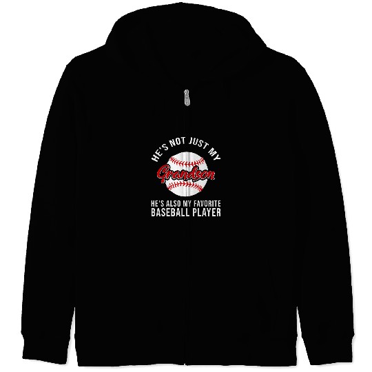 Sport Baseball Funny Grandson Baseball Player Fan Grandparents Supporter Zip Hoodies