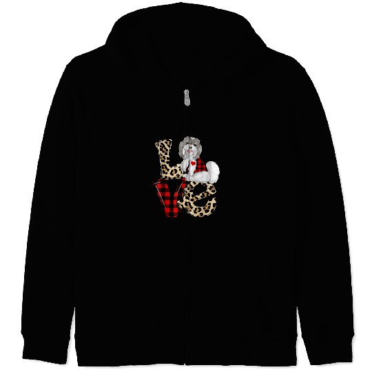 Havanese Pet Love Leopard Plaid Happy Valentines Day Zip Hoodies