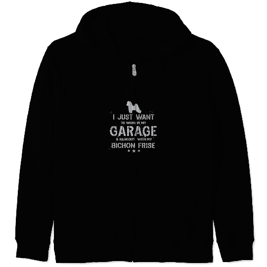 Bichon Pet Frise Funny Bichon Frise Dad Garage Men Hang Zip Hoodies