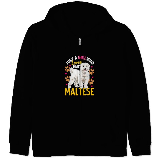 Maltese Pet Girl Loves Her Maltese Pet Zip Hoodies