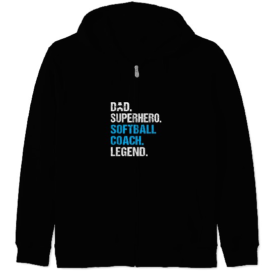 Sport Softball Dad Superhero Softball Coachs Funny Softball Coachs Humor Zip Hoodies