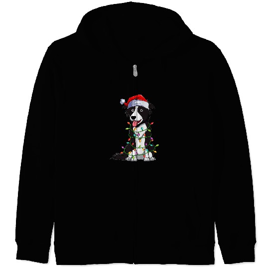 Border Collie Pet Lover xmass Santa Border Collie Christmas Zip Hoodies
