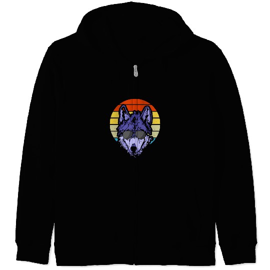Coyote Mammal Cool lonely wolfs with sunglasses Zip Hoodies