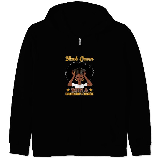Melanin Black Queen Bachelors Degree 2024 Graduate Student Zip Hoodies