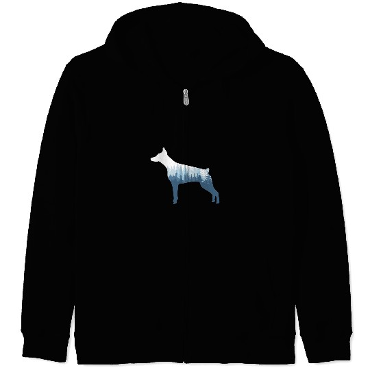 Doberman Pet Pinscher Dog Silhouette Outdoor Nature Zip Hoodies