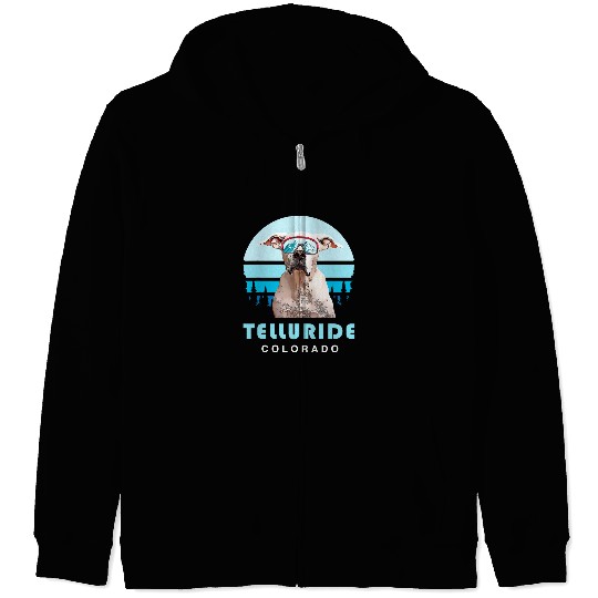 Dogo Argentino Pet Winter Ski Telluride Colorado Zip Hoodies