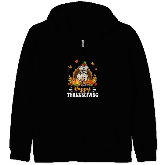 Maltese Pet Happy Thanksgiving Maltese Dog Turkey Pumpkin Zip Hoodies